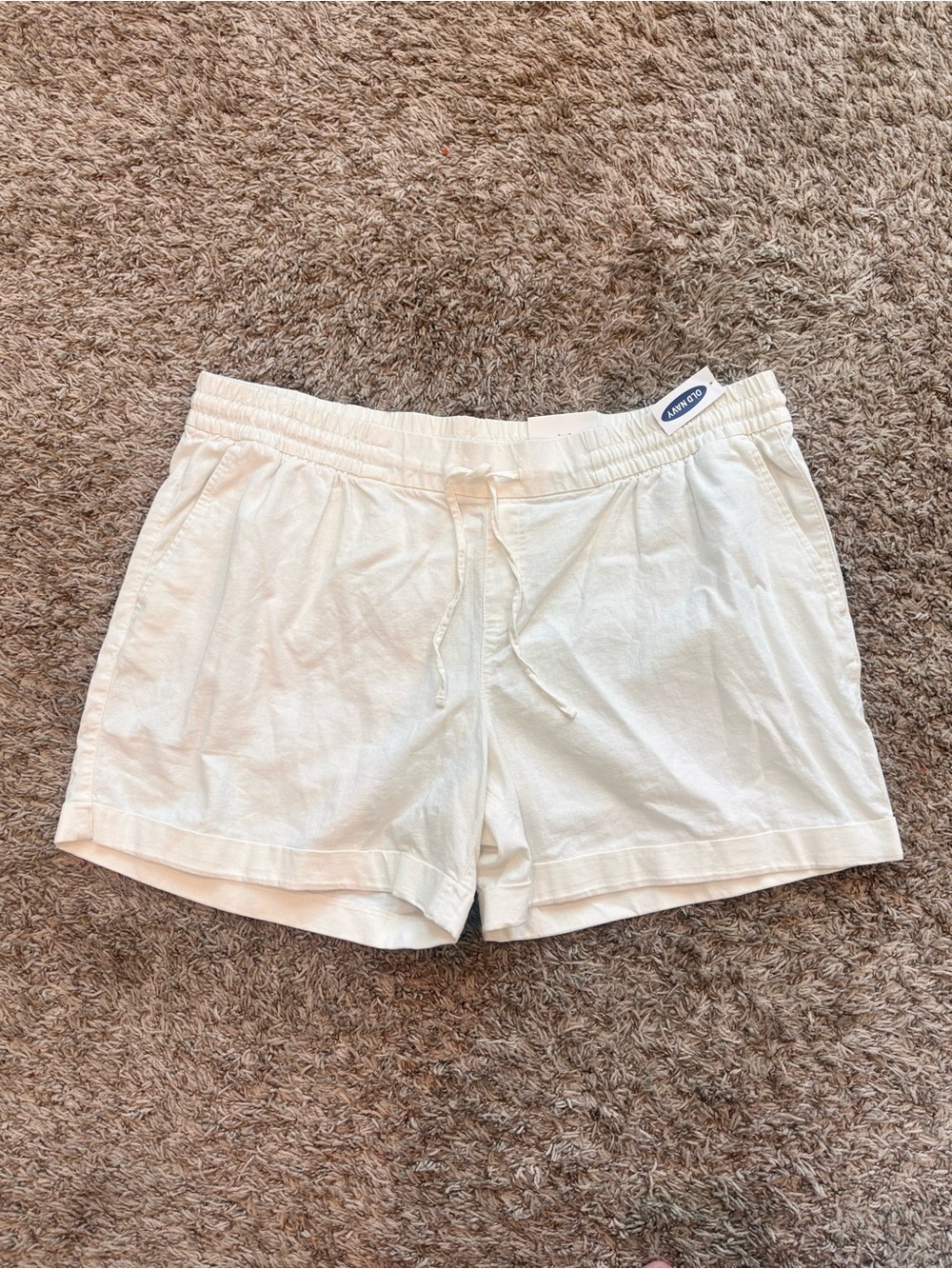 Old Navy XL White Linen Blend High Rise Pull-On Shorts NWT